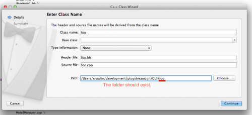 Dodaj nową klasę i zmień domyślny folder Qt