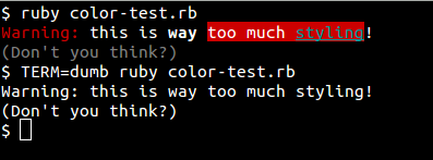 Wyjście powyższego skryptu Ruby