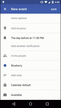 Kalendarz Google nowy pasek narzędzi i pasek stanu zmiana koloru